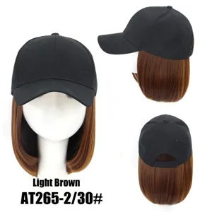 Detailed view of the short bob wig baseball cap, highlighting texture and color details.