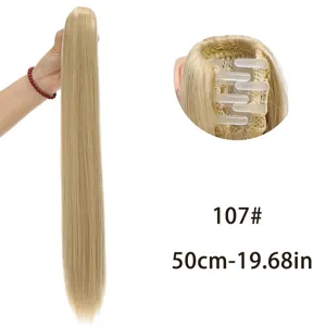 Blonde claw clip ponytail hair extension for women long straight synthetic hair 50cm