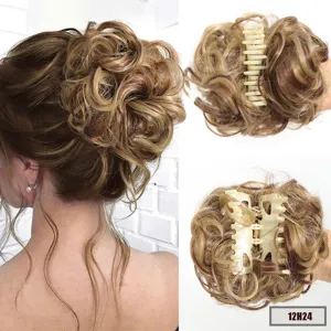 Synthetic hair bun claw clip hair extension messy updo hairpiece 12H24 color styling tool