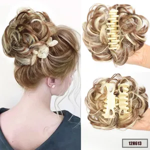 Synthetic Hair Bun Claw Clip Messy Curly Updo Hairpiece for Women Daily Hair Styling