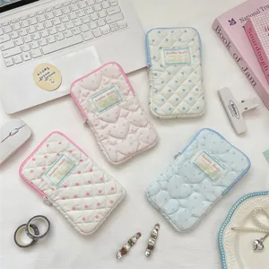 Trousse à crayons longue matelassée mignonne coréenne couleur macaron papeterie étudiant grande