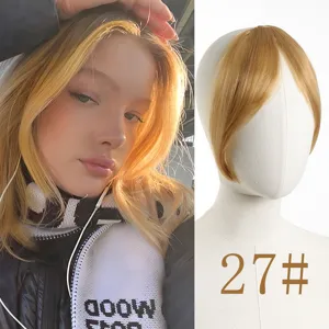 French Bangs Hair Topper Center Part Hairpiece Synthetic Blonde Hair Bangs for Daily Use