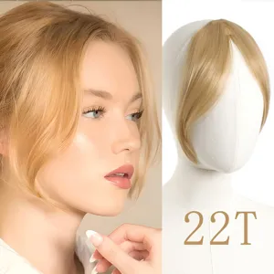 French fringe hair topper synthetic middle part bangs detail shot showing natural look