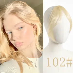French bangs hair topper for women center part blonde hairpiece natural volume extension