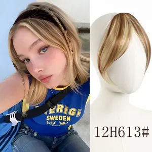 French bangs hair topper wig piece middle part hair extension detail display view