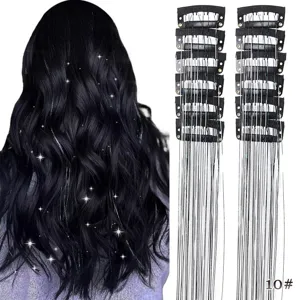 Extensions de tressage de cheveux avec clips BB mèches métalliques brillantes pour fête