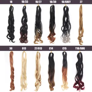 Extension per Capelli all'Uncinetto con Ricci Francesi Capelli Intrecciati Sintetici a Onda Parrucca Riccia Ombre per Donna