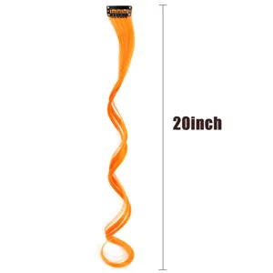 20 pollici extension capelli sintetici mossi arancioni con clip per feste e styling quotidiano.