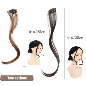 Details en lengtes van Franse pony haarstukje met clip middenscheiding golvend haar.