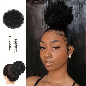crocchia di capelli sintetici ricci afro puff extension per donna taglia media