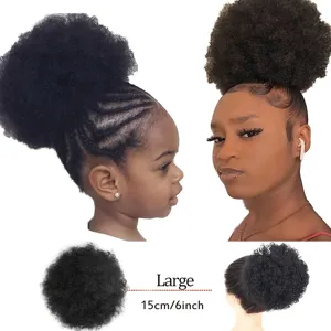 Chignon Afro Puff Sintetico con Coulisse per Donna Taglia Grande 15cm Extension Capelli