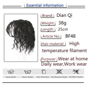 Women Short Curly Corn Wave Hairpiece Synthetic High Temperature Fiber Clip-In Extension With Bangs Volume Up Natural Look Hair Piece