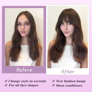 Natural Human Hair Wig Bangs French Parting Hand-Woven Air Bangs Hairpiece Hair Extensions With Sideburns For Women Hairline Extension