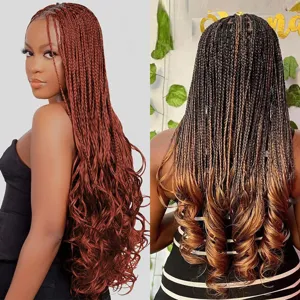 Capelli da treccia a crochet ricci francesi set da 2 pezzi extension coda di cavallo