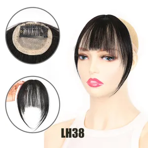 Human hair bangs with sideburns French air fringe clip in hair extensions for women