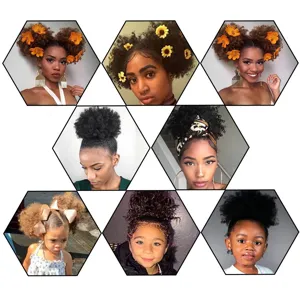 Chignon afro sintetico con coulisse coda di cavallo capelli ricci opzioni di stile per donne.