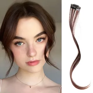 Franse pony haarverlenging met clip in golvende synthetische haarstukken voor vrouwen.