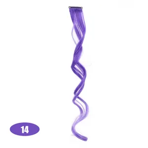 Ciocca di capelli ricci viola con clip, estensione lunga e ondulata per styling alla moda.