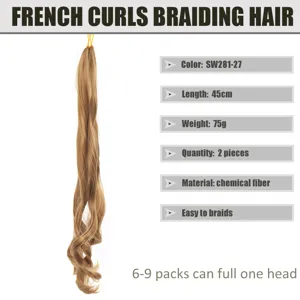 Estensioni per capelli trecciati ricci francesi sintetici onda sciolta 45cm marrone chiaro