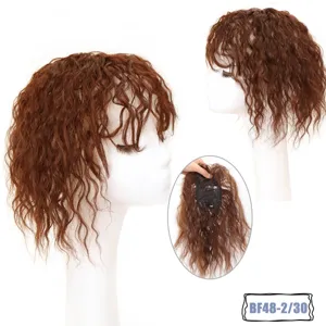 Brown curly hair topper short wig piece clip in volume hair extension for women daily use