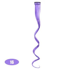 Extension per capelli viola con clip ondulata pezzo di capelli sintetici dettagli