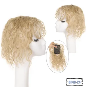 Blonde curly hair topper for women short wig piece volume enhancer and hairline cover natural
