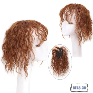 Brown curly hair topper clip in hairpiece wig for women volume coverage short hair