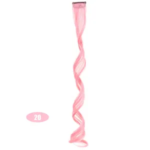 Estensione di capelli ricci lunghi clip rosa pezzo di parrucca mossa con clip sicura donna.