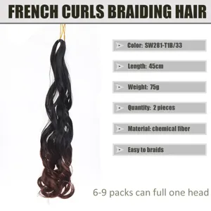 Dettaglio di estensione per capelli ricci francesi, 45 cm 75g fibra chimica morbida.