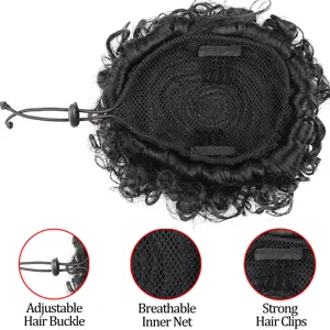 Chignon Parrucca Ricci Africani Con Coulisse E Clip Posticcio In Fibra Ad Alta Temperatura Per Donna Extension Afro Puff