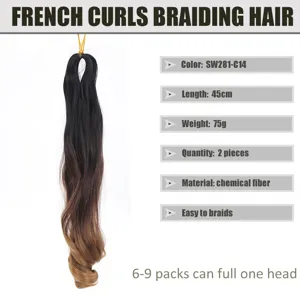 Ricci francesi trecce di capelli 2 pezzi estensione per capelli uncinetto sintetico sfumato 92