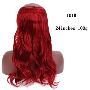 24 Inces Kokkines Synthetikes Extensions Mallion Wavy Halo Style 100g No 101 Color