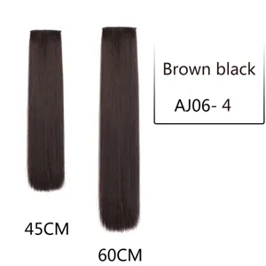 Straight hair extensions clip in black 45cm 60cm hair piece volume enhancement for women