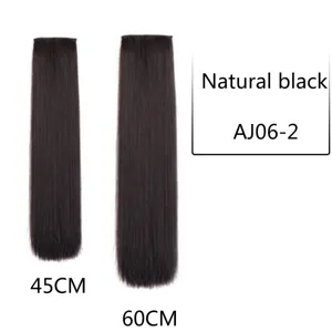 Synthetic straight hair extensions natural black clip in hair 45cm 60cm one piece volume