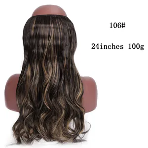 Συνθετικά extensions μαλλιών τύπου halo 24 ίντσες 100g 106# καφέ ανταύγειες τρέσες