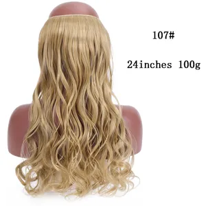 Extension de cheveux synthétiques ondulés blonds 24 pouces 100g, aspect naturel et confortable.