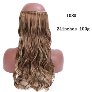 Extension de cheveux synthétique ligne de pêche 24 pouces 100g 108# ondulé détail