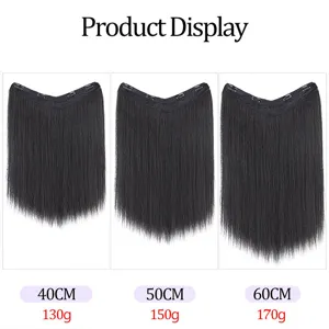 Extensions de cheveux synthétiques à clip en V une pièce cheveux raides 40cm 50cm doux