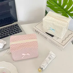Borsa cosmetica in tessuto a pois in stile coreano graziosa ragazza custodia da tavolo