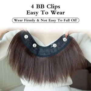 Extensión de cabello en U con 4 clips postizo sintético liso para más volumen 20cm