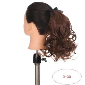 Synthetic wavy ponytail hair extension brown curly claw clip on hair piece for women 25cm