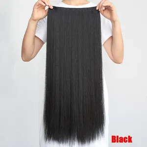 Μακριά ίσια μαύρα extensions μαλλιών με 5 κλιπ συνθετικό ποστιζ για γυναίκες τώρα
