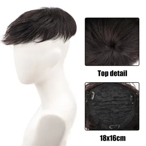 Men's hairpiece toupee top hair piece human hair breathable cap 18x16cm detail view