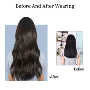 Vista dettagliata delle extension per capelli ricci che mostra l'effetto prima e dopo.