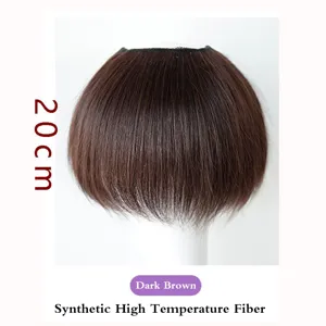 Pieza de extensión de cabello sintético marrón oscuro, longitud 20 cm para volumen.