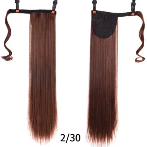 Synthetische lange glatte Pferdeschwanz Haarverlängerung, 60cm Wickel-Klettverschluss Zopf.