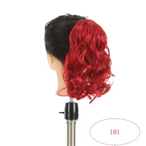 Red black curly hair ponytail extension high temperature silk fashion women wig pieces