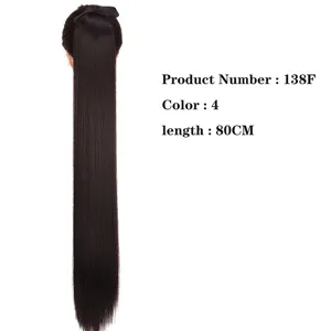 Lang stijl staart haarstuk detailweergave, 80cm lengte, kleur 4 synthetische vezel haar.