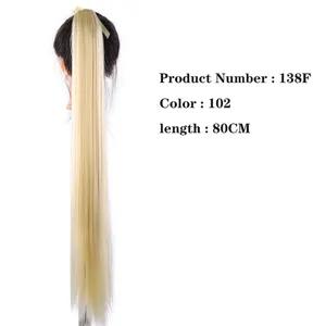 Lange blonde paardenstaart haarverlenging 80cm synthetische rechte pruik voor vrouwen.