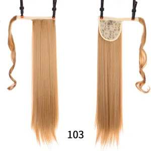 Synthetische blonde pferdeschwanz verlängerung langes glattes haar wickel perücke.